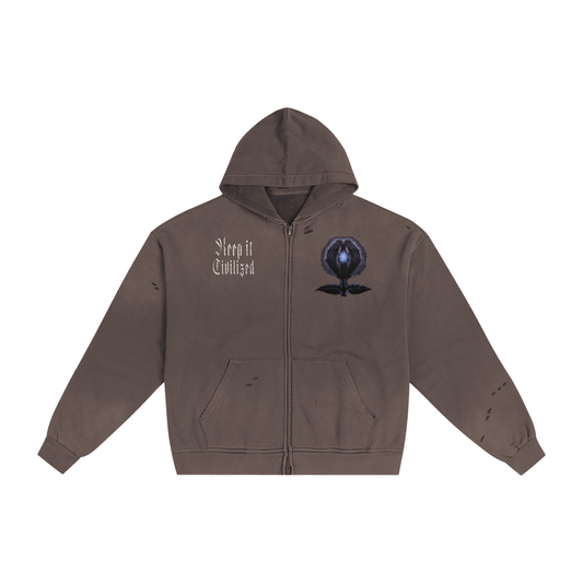 Keep it Civilized. Sun-faded. Zip Hoodie