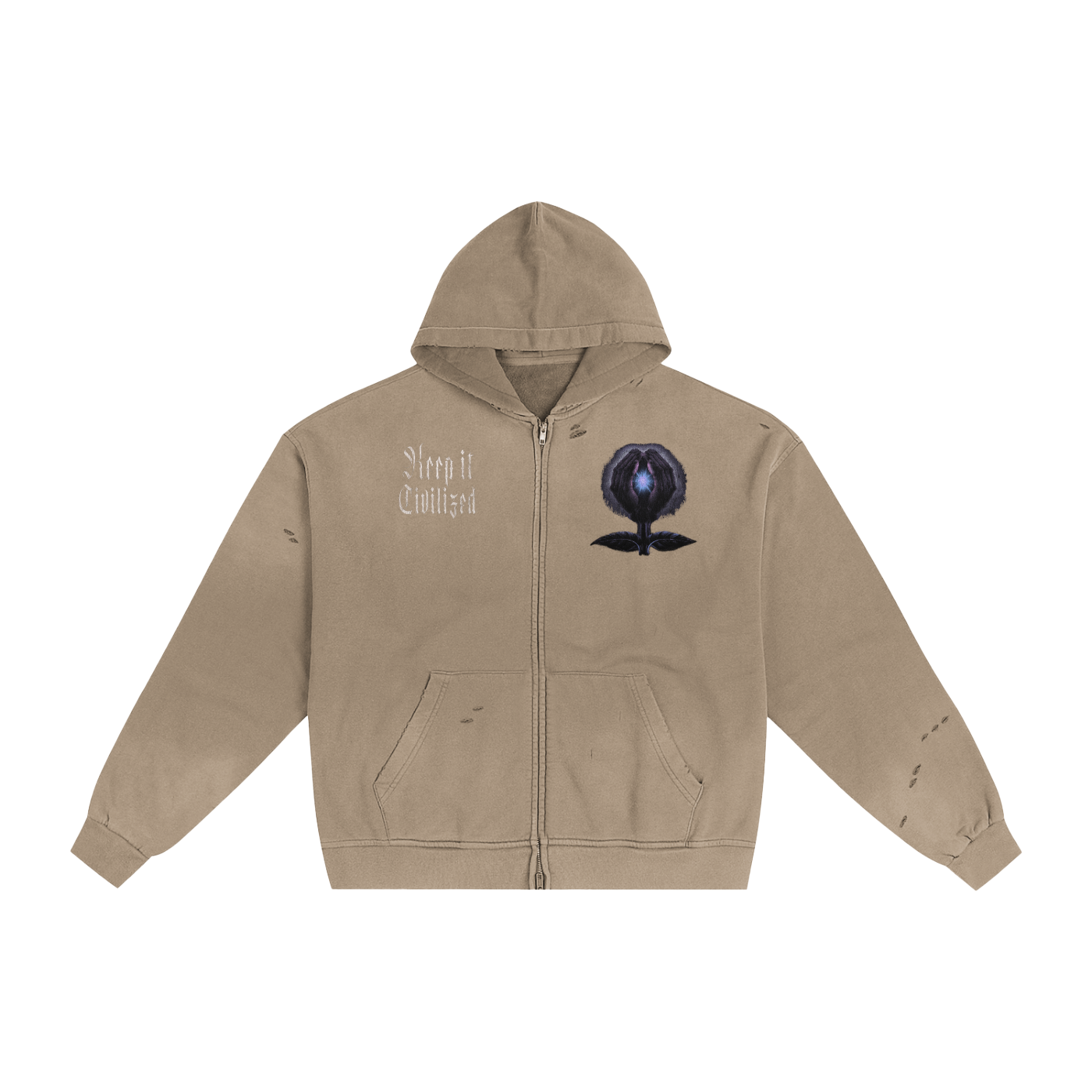 Keep it Civilized. Sun-faded. Zip Hoodie
