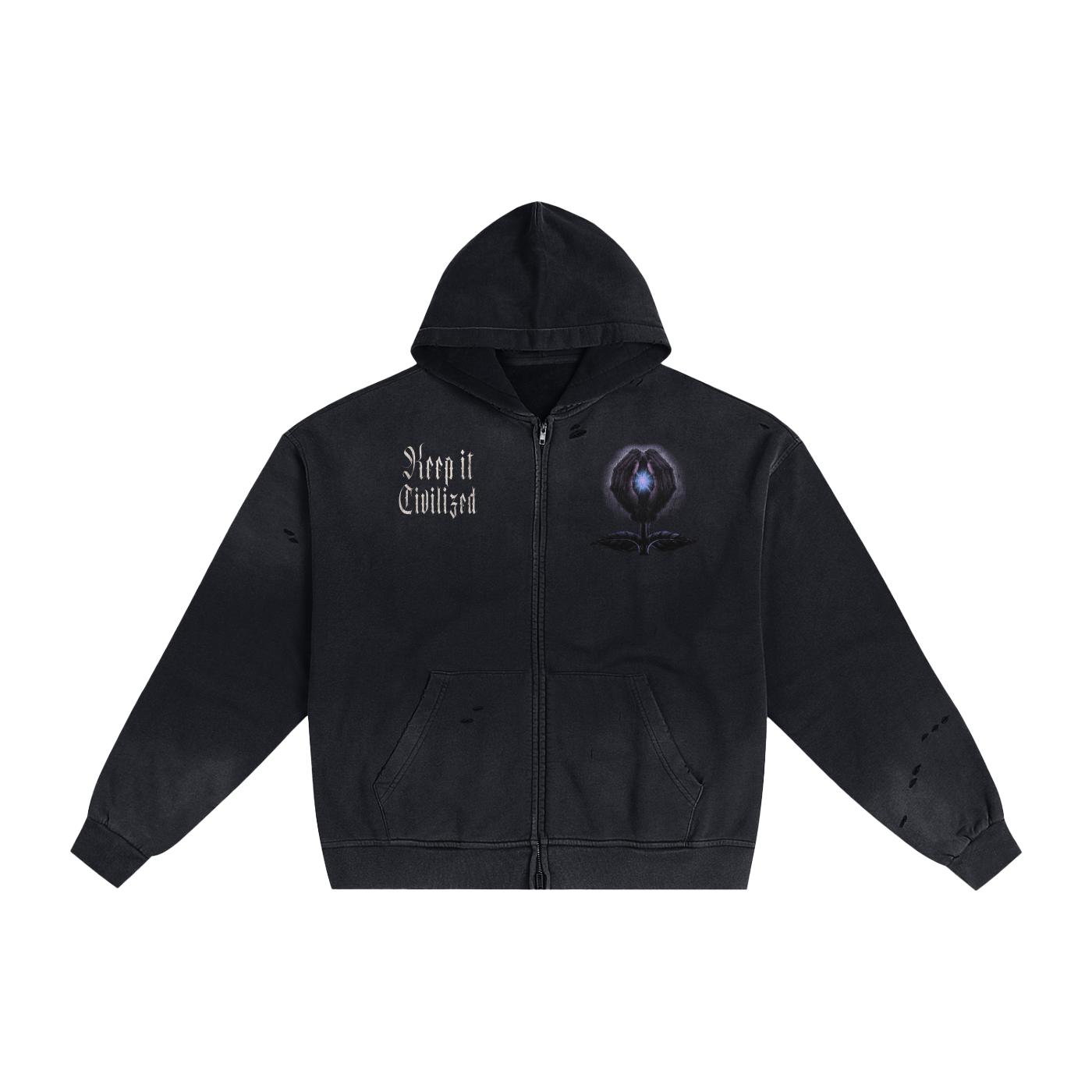 Keep it Civilized. Sun-faded. Zip Hoodie